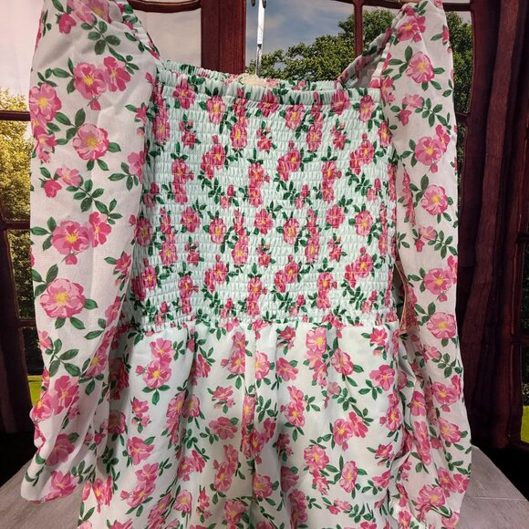 NWT BTWEEN Girl's Mint/Pink floral bodysuit - Size 12 - Picture 8 of 9